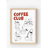 Ahşap &Ccedil;er&ccedil;eveli &ldquo;Coffee Club&rdquo; Poster &ndash; Eğlenceli Kahve Temalı Duvar Dekoru Ahşap &Ccedil;er&ccedil;eveli 21 x 30