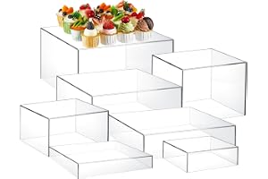 HEYOUTH Set med 7 stora bufféhöjare (15–30 cm) i akryl – fyrkantiga displaylådor med ihålig botten för dessertbord, matpresentation och cateringtillbehör (klar)