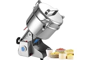 DPQYJPP Broyeur à Grains électrique 1500G-4500G Moulin à épices à Herbes 60-350 Mailles, Acier Inoxydable et Moteur Commercial 32 000 TR/Min, avec Protection Contre Les surcharges,4500g