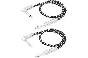 LANMINGLEL Rak rät vinkel 1/4 tum TS kort instrumentkabel Amp-sladd 6,35 mm stereo ljudkabel för bastangentbord och Pro Audio 2-pack (1,7 ft)