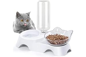 EPROICKS Gamelles pour Chat, Abreuvoir et Alimentateur Automatique pour Chats, Distributeur Croquettes et Eau, 2 en 1 Distributeur Automatique d'alimentation Lente pour Chaton Chiot