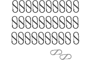 ASTARFAVOR 30 Piezas Mosquetones Pequeños Mosquetones en Forma de S Mosquetones Aberturas Dobles Clip Gancho Mosquetón para Actividades al Aire Libre,Camping,Pesca, Senderismo,Viajes