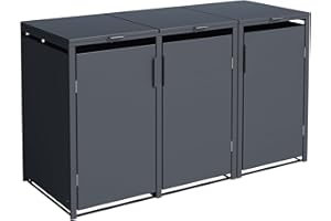 DEGAMO Mülltonnenbox 3-er Mülltonnenhaus MÜNCHEN für 3X Tonnen 120 und 240 Liter, Stahl verzinkt, Farbe