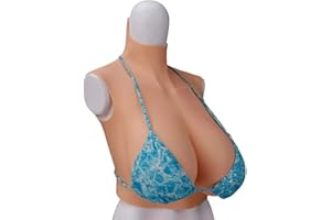 Seins en Silicone Poitrine Artificiels Homme,Faux Seins Travesti Soutien Gorge Sexy, Forme Mammaire pour Crossdressers Transgenre Soutien-Gorge,Brown 03,Silk Cotton H