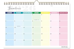 SAIWIIMODY Calendrier 2026 Mural Coloré (18 Mois) 31 x 21cm Familial Calendrier 2025 2026 Scolaire Juillet 2025 à Décembre 2026 Mensuel Professeur étudiant Famille Organisée