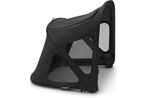 Bugaboo Capota ventilada Fox y Cameleon, extensible para una protección adicional y una protección solar óptima, repelente al agua, Negro