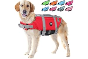 EMUST Dog Life Preserver, Dog Flotation Vest zum Schwimmen, Beach Bootfahren mit hohem Auftrieb, Dog Flotation Vest für kleine/mittelgroße/große Hunde, neu Rot, M