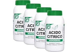 Marten Acido CITRICO MONOIDRATO kg. 1 - Promo Pack PZ. 4 - Prodotto Multifunzione ANTICALCARE DISINCROSTANTE DECALCIFICANTE AMMORBIDENTE E BRILLANTANTE