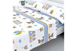 HM'S HOME'SECRET Juego de sábanas Infantiles Verano de Microfibra Transpirable Mod. Cerditos (Cama de 90 cm (90x190/200 cm))