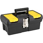 STANLEY Millennium Tool Box, Heavy Duty Polypropylene, Removable Tray, Organizers in Lid, Metal Clasps, Bi-Material Handle, D