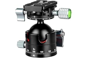Koolehaoda E3 Tête de Trépied à Profil Bas,45mm Entièrement en Métal CNC Double Rotule Panoramique,Poids Net Seulement 350G, Charge Max 20kg