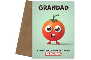 HEY CHIMP Grandad Birthday Card - I Love You Tomatoes - Funny Happy Birthday Grandad Card Unique Greeting Cards for Him