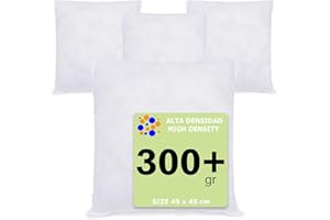 PEKITAS Pack 4 Uds Núcleo Relleno Cojín de Fibra Hueca Siliconada 45x45 cm Alta Recuperación Firme Suave Mullido Antialergénico Decorativo Hogar Casa Dormitorio Salón