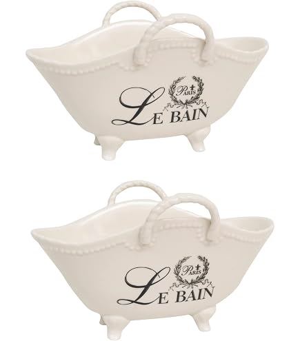 Portasapone In Ceramica Vintage A Forma Di Vasca Da Bagno 15,5 Cm - Rosa