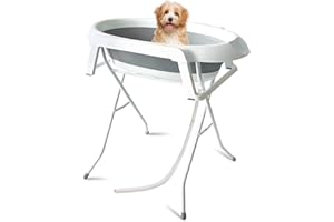 Temopow Pet Dog Bathing Tub, Foldable Portable Bathtub with Bracket,Dog Bath Tub for Small Pet, Indoor and Outdoor (Grey)
