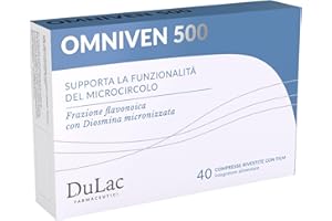 DULÀC FARMACEUTICI 1982 DuLàc, Omniven 500 40 Compresse da 650 mg, Integratore Alimentare per Circolazione, Gambe Gonfie e Pesanti, con Diosmina ed Esperidina, Ideale per Microcircolo e Capillari Fragili, Made in Italy