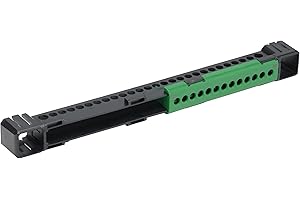 Tableau electrique - Coffret electrique - Disjoncteur - Bornier electrique - Embout de cablage - Borne de connexion électrique - Debflex 707358 Bornier terre 13 trous vert
