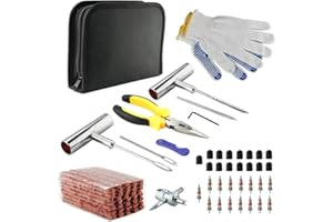 VonLux Kit Riparazione Pneumatici Auto, 80pcs Ripara Gomme Auto Set, Kit Riparazione Gomme Auto Moto Pneumatici Tubeless Riparazione Foratura Kit per Auto, Biciclette, Motocicli, Trattori, Camion