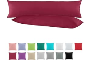 BASATEX Doppelpack Baumwolle Renforcé Kissenbezug, Kissenbezüge, Kissenhüllen für Seitenschläferkissen 40x145 cm in 13 modernen Farben Bordeaux