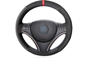 MEWANT Housse de Volant pour E90 E91 E92 E93 E87 E81 E82 E88 X1 E84 Couvre Volant en Daim Synthétique Noir