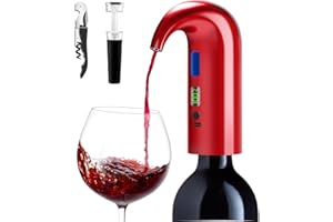 Cosyall Décanteur à vin électrique, Aérateur Distributeur Verseur, verseur d'aérateur de vin rouge à une touche, rechargeable de type C pour la maison et le bar (Rouge)