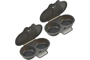 2 st äggkokare i mikrovågsugn med lock och handtag, 5 färger, återanvändbar | 2 hål mikrovågsugn äggpocherare, non-stick dubbel kopp äggkokare mikrovågsugn, snabb oljefri matlagning