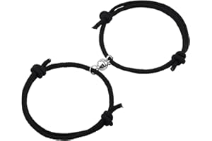 KINBOM 2 Piezas Pulseras Magnéticas para Parejas, Atracción Mutua del Corazón del Amor Pulseras a Juego para Parejas Cuerda de Relación Trenzada Pulseras Ajustables para Novia Novio