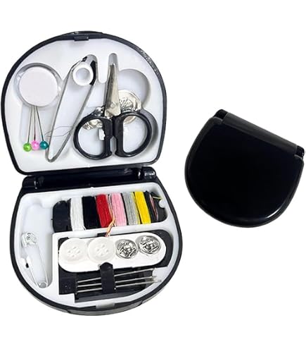 CODIRATO Lot De 2 Kits De Couture Portable En Forme De Cœur - Mini Boîte à Couture Voyage Rose Et Bleu - Outils Complets