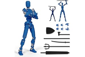 Starnearby Titan 13 Action Figure, T13 Action Figure 20cm Assembly Completed Dummy 13 3D Printed Body Movable Lucky 13 Action Figure 6 Weapons Set 3 Hands Sets Gift for Kids Adults (20CM Blue)