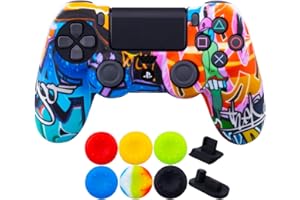 9CDeer 1 x Silicone Trasferimento Stampare Protettivo Copertina Skin + 6 Thumb Grips e Tappi Antipolvere per Controller PS4 / Slim/Pro Cartone animato