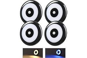 acegoo 4 x 12V Campervan LED Ceiling Lights Camper Van Interior Light, Inbuilt Dimmer Switch & Blue Nightlight for Motorhome Boat Truck Trailer Cars, CRI 90+ PC Material(Black,3000K)