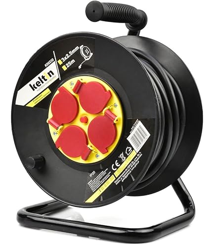 Enrouleur De Câble Masterplug Pro-XT 40 M - Rallonge étanche IP55 - 3 Prises Schuko Professionnelles
