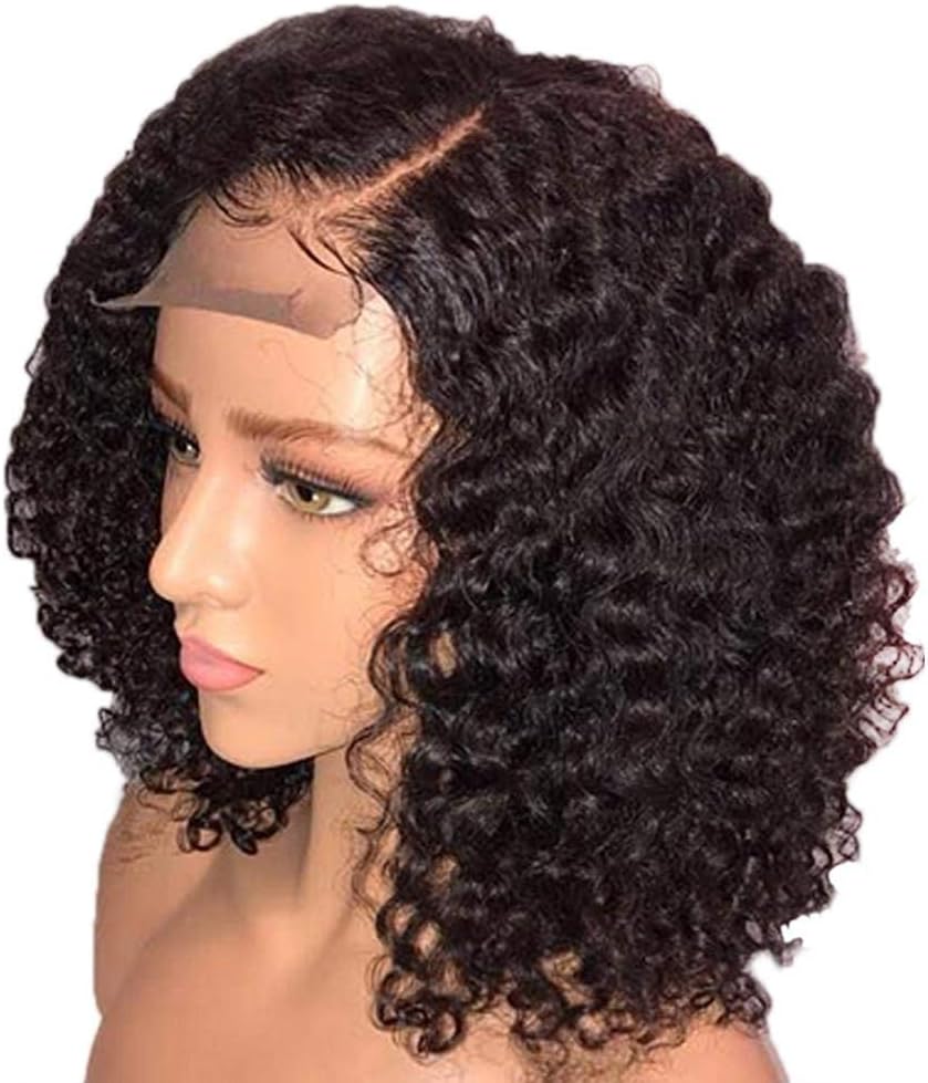 JinclonderChemical Fiber Wig, Front Lace Short European and American Style, Curly Human Hair Wig Cap for Women Girls