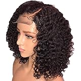 JinclonderChemical Fiber Wig, Front Lace Short European and American Style, Curly Human Hair Wig Cap for Women Girls