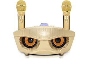 RUBEHOOW Karaoke, sistema portatile Bluetooth PA con 2 microfono wireless, altoparlante con supporto per telefono cellulare/USB/TF Card/AUX in, per feste in casa, riunioni, matrimoni, picnic, esterni (ORO)