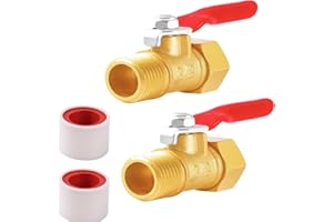 RMTCEG 2 Stück 3/8 zoll Kugelhahn aus Messing, Kugelventil mit 3/8 Zoll Männlich x Weiblich, Wasser Absperrhahn mit Fügelgriff Rot für Wasserleitungen/Wasserhahn