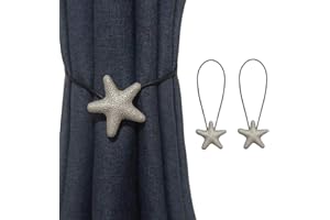 BEISIJIA 2 Pcs Magnetic Curtain Tiebacks, Vintage Curtain Drapery Holdback Strong Magnet Curtain Clips Rope No Drilling Curtain Holder Buckle for Home Office Cafe Balcony Decoration