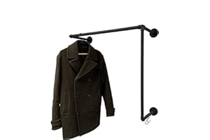 RSR Hangers Kleiderstange Garderobe Wandmontage Breite 50 cm x Höhe 50 cm | Industrieller Stil | Schwarz für Wand | Garderobenstange | Ankleidezimmer | Garderobe | begehbarer Kleiderschrank