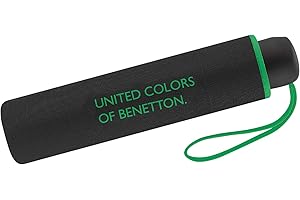 UNITED COLORS OF BENETTON Benetton United Colors of 56201, Paraguas Plegable Manual 54 Cm Black Unisex niños, Negro, 95 cm