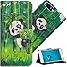 Price comparison product image COTDINFOR iPhone 8 Plus Cover 3D Effect Painted Premium PU Leather Wallet Case With Magnetic Clasp Shockproof Card Holder For iPhone 8 Plus / 7 Plus Climbing Bamboo Panda YX.