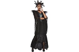 SMIFFYS Deluxe Raven Queen Costume, Black, Dress, Cape &