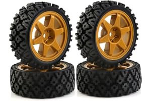 Levigo RC Buggy - Rueda de goma para rally compatible con Tamiya 1/10 TT01/TT02/XV-01/HPI RS4 RC Upgrade Spoke Black Tyres