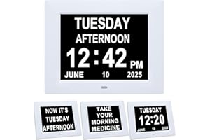 Jaihonda Large Digital Day Calendar Clock,Dementia Clocks with Day and Date for Elderly,8 Alarm Options Memory Loss Alzheimers Clock for Seniors