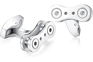 HONEY BEAR Spinki do mankietów z łańcuszkiem rowerowym dla mężczyzn - rower rowerzysta sport, dla męskiej koszuli prezent ślubny, Stal nierdzewna, Bez kamienia