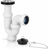 Extendable Curved Siphon with Valve and Stopper 1 1/2" &Oslash;40 mm with Reduction &Oslash;32 mm | Siphon for Sink and Sink | Anti-Odor, A