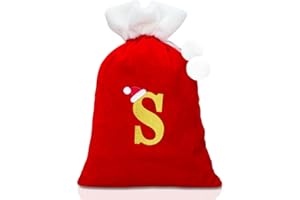 Alederways Christmas Sack Santa Bags, Red Monogram Knitted Storage Personalized Embroidered Stocking Bag for Xmas Gift Present Toys Party Decorations 55x37cm (S, Sack)