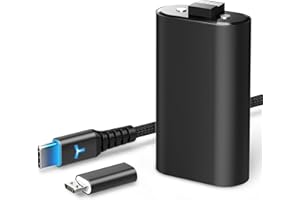 6AMLIFESTYLE Akku Controller für Xbox One/Xbox Series X S mit 3 m Ladekabel USB C und Adapter Micro USB wiederaufladbarer Akku Kit Play and Charge Xbox Zubehör, XBOX-SB02 1400 mAh
