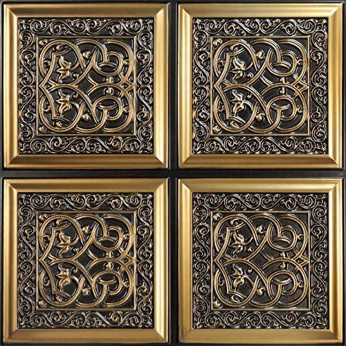 Lover's Knot-Faux Tin Ceiling Tile - Antique Gold 25-Pack