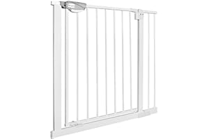 NAIZY Barrière de Sécurité pour Enfants, N Stop Safety Gate avec Portillon sans Perçage et Grille en Métal/Extensible avec Extension Séparée / 85-95 cm - Blanc