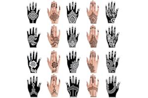 XMASIR 20 Pieces Temporary Tattoo Hand Stencils Kit for Women Girl, Indian Arabian Tattoo Sticker Tattoo Templates 20 X 10.5 cm